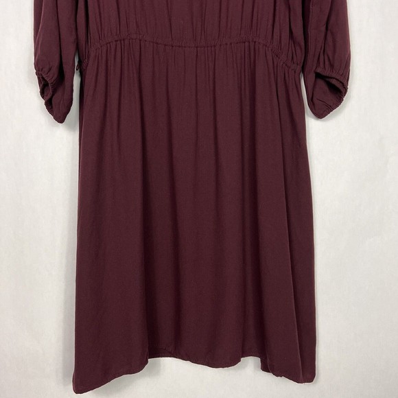 Mossimo Midi Shift Dress Womens Plus XXL Burgundy 3/4 Sleeve Button Up Pullover - Picture 7 of 14